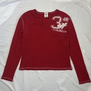 Old Navy Burgundy Graphic Long Sleeve Tee